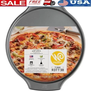 Non-Stick 16 Inch Pizza Pan Heavyweight Steel Durable Oven Safe Baking Dish Scratch Resistant Deep Pizza Tray Homemade Desserts