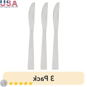 3 Pack Stainless Steel Dinner Knife Set Ergonomic Design Durable Kitchen Utensils Perfect Everyday Use Housewarming Gift