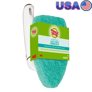 Non-Scratch Bathroom Scrubber Handheld Shower Cleaner Tile Floor Tub Grime Soap Scum Hard Water Reusable Handle Replaceable Pads